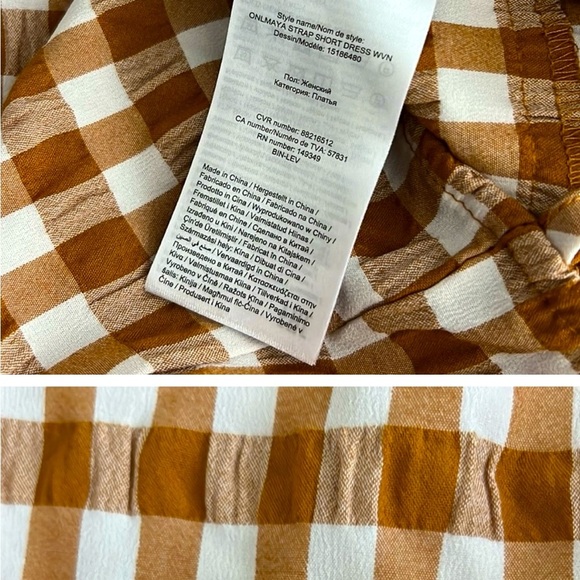 ONLY Brown/Tan/White Checkered Keyhole Dress 38 - Picture 2 of 4